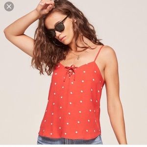 Reformation Red Polka Dot Anya Tank Top